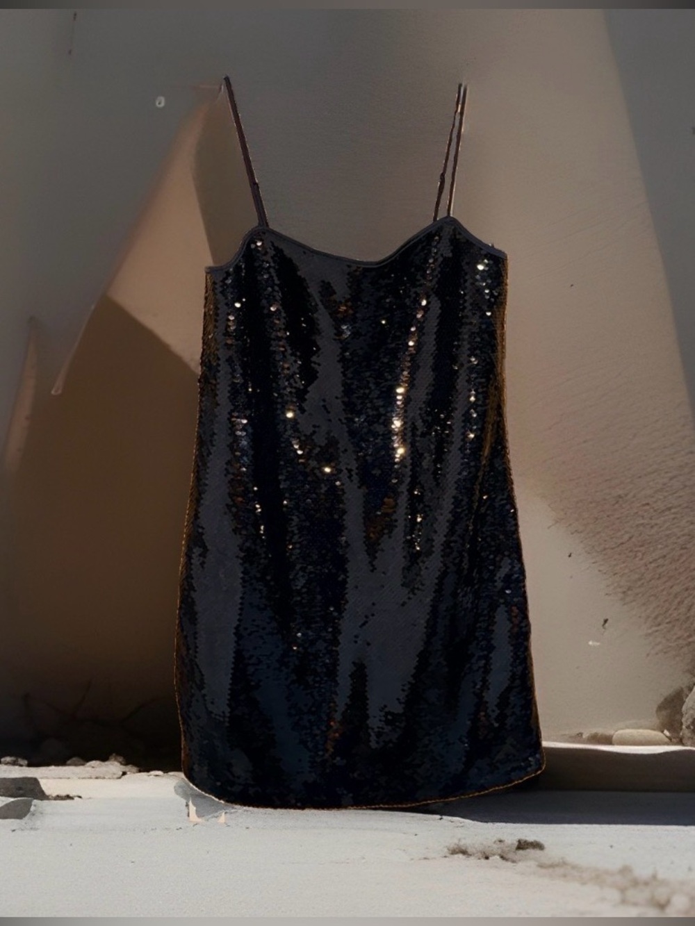 NWT Abercrombie & Fitch Black Sequin Mini Slip Dress-MT